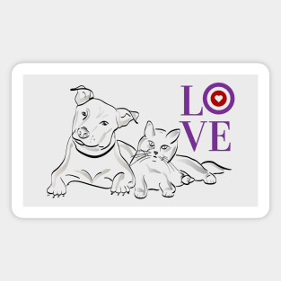 LOVE Cat and Dog Magnet